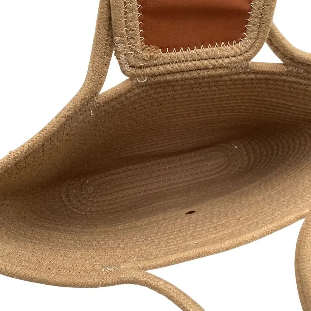 Handmade Woven Tote Bag Large Brown Cotton Rope Bucket Handbag‎